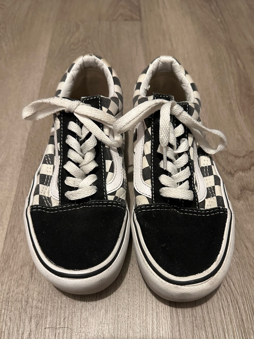 Vans Women’s Checkerboard Old Skool in Black and White